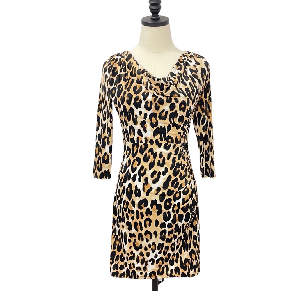 NWT The Limited Leopard Print Dress 3/4 Sleeve Size PXS